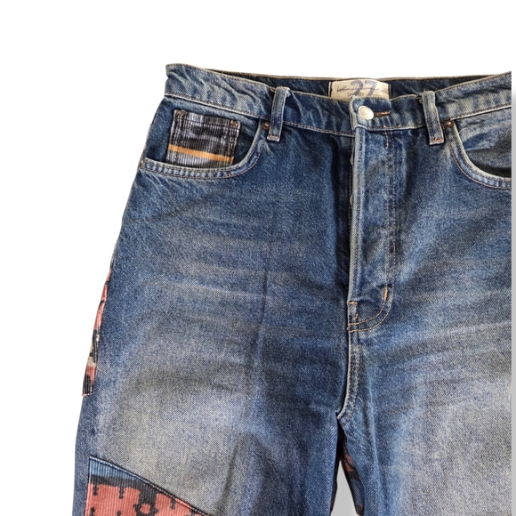 We The Free Free People Rocky Mountain Straight Leg Jeans Western Patchwork 27 - Picture 10 of 16
